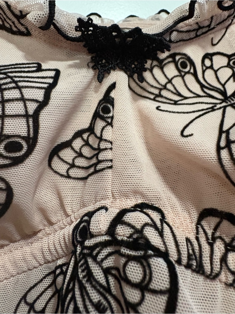 torrid Pink Butterfly Print Chemise with Black Lace Trim - Picture 6 of 11